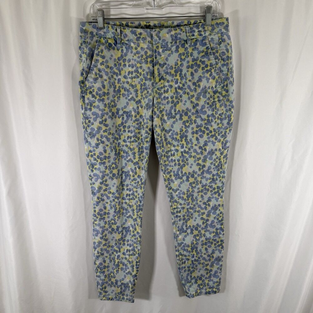 Gap Skinny Mini Pants Women's 6 Blue Yellow Polka Dot Low Rise Cotton Blend